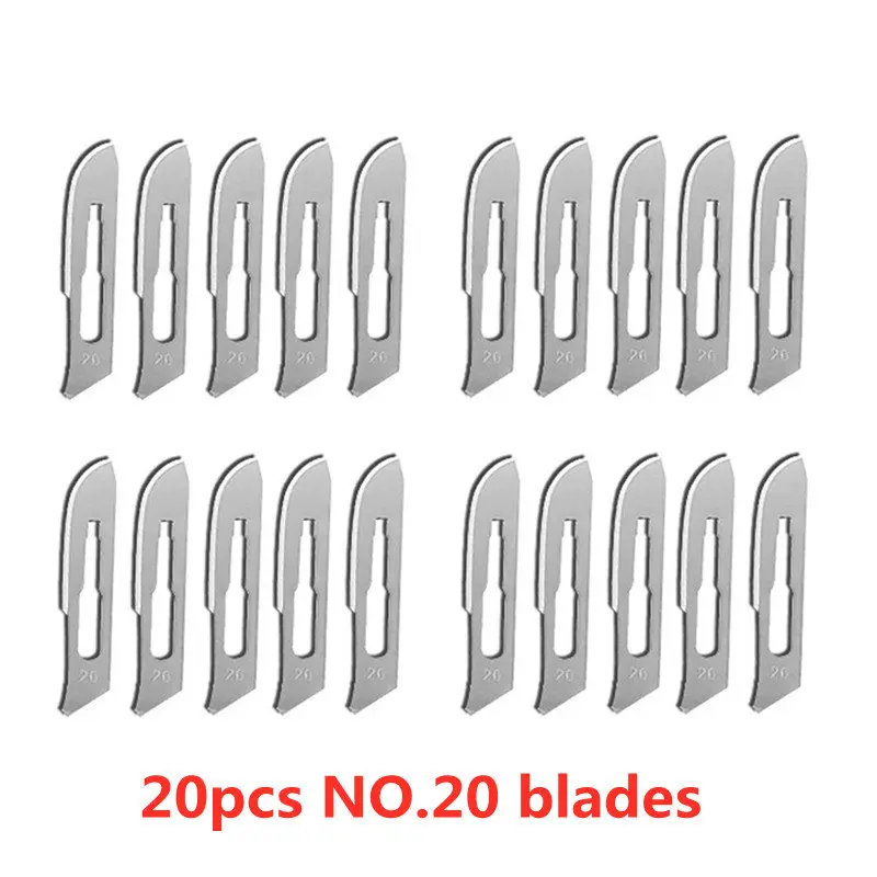 20-100pcs NO.20-NO.25 Sterile Medical Surgical Blades for Cutting Phone PCB Repair DIY Carving Animal Eyebrow Scalpel Knife 5