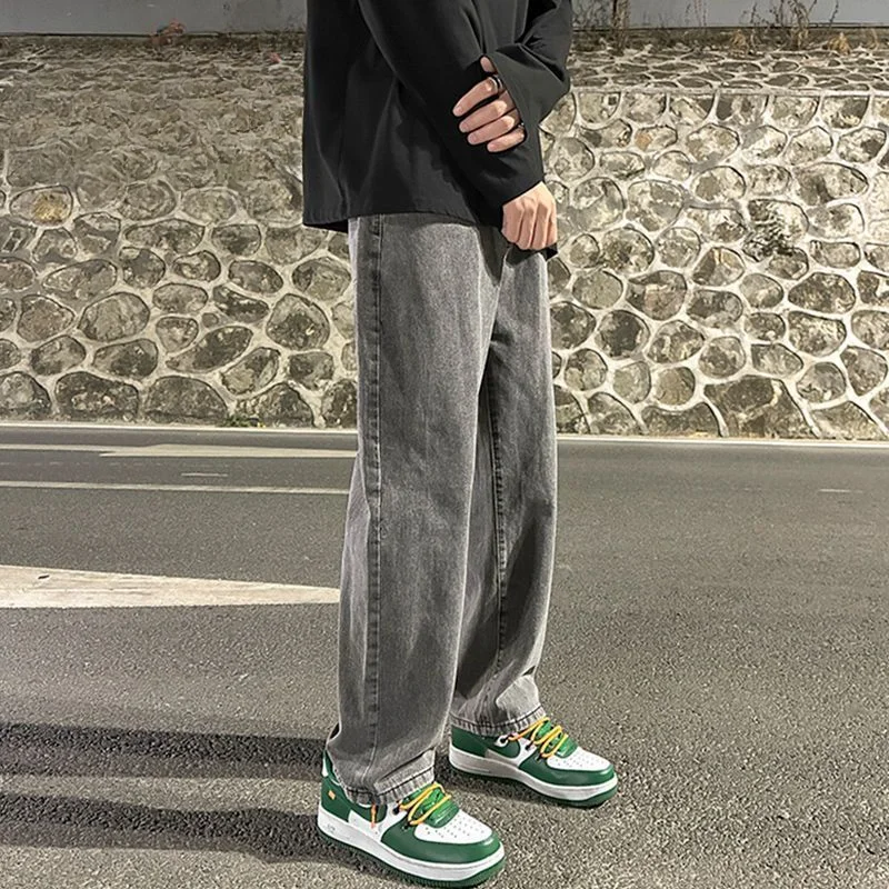 

Мужские длинные прямые джинсы, повседневные свободные брюки из денима, уличная одежда, широкие мешковатые брюки, весна-осень 2023, F174