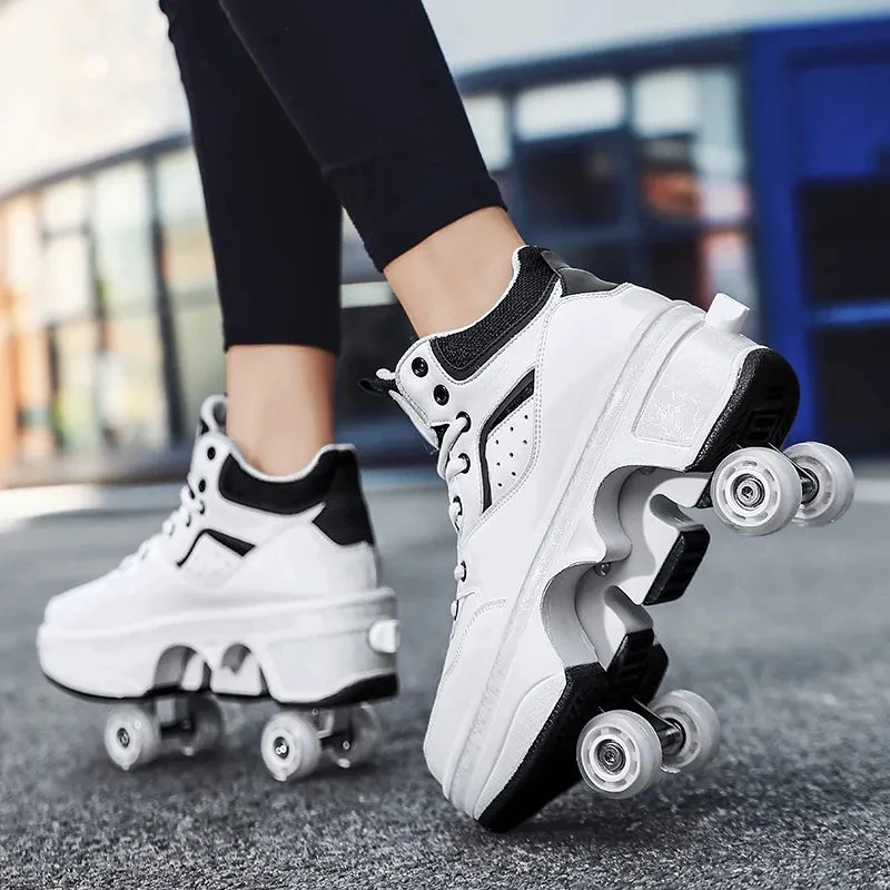 Casual Deformation Roller Skates Shoes Wheels Parkour Sports