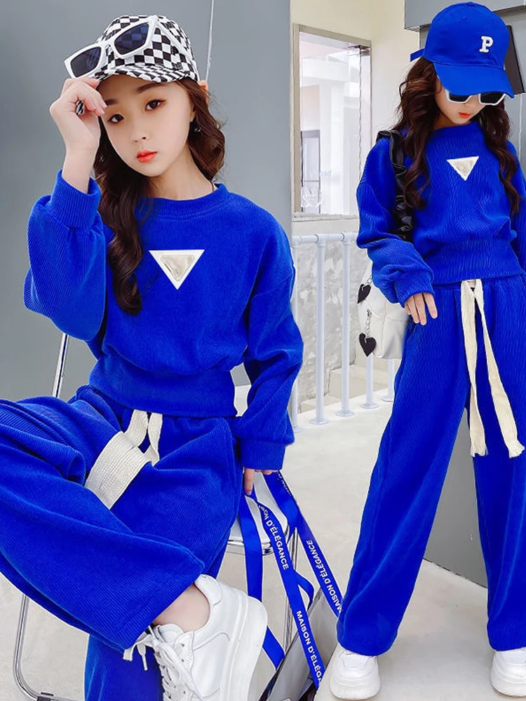 

Girls' Suit Spring Autumn Wide Leg Pants Loose Casual Clothing Sets For Children Girls Clothes 2 To 8 Years Clothing For Girls