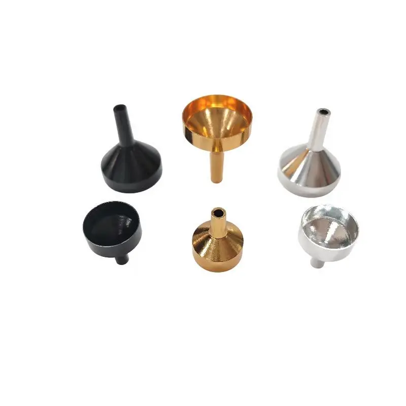 5/10/50/100pcs Metal Funnel Mini Small Funnel Black Silver Gold Aluminum Metal Alloy Funnel for Perfume Essential Oil Bottle 4