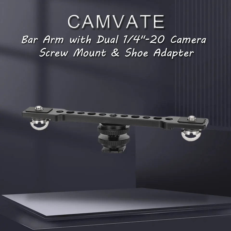 Double-ended 1/4"-20 Screw Mount Extension Bracket Cheese Bar Arm with Shoe Adap