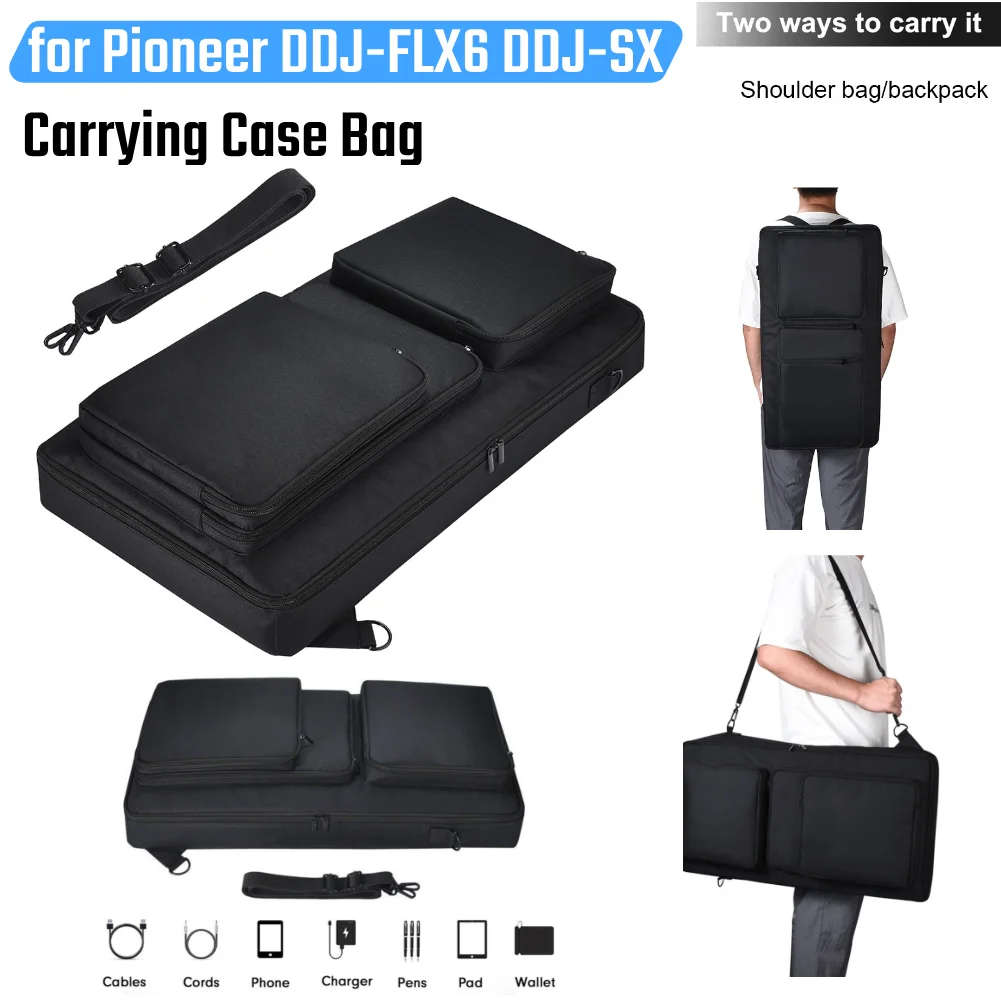 DJ Controller Case Travelling Case Anti-Scratch Organizer Bag Adjustable Shoulder Strap High Capacity for Pioneer DDJ-FLX6 DDJ-SX DDJ-SX2 DDJ-SX3