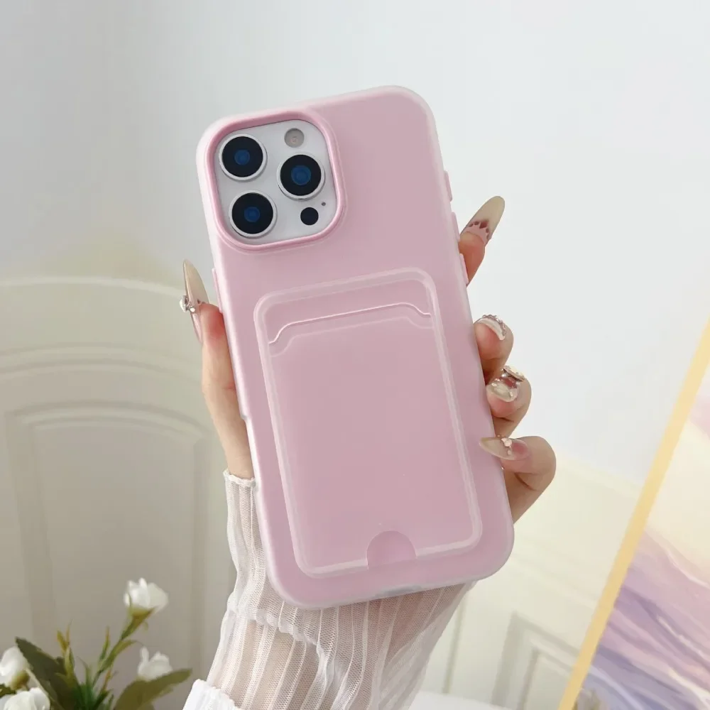 Vibrant Candy Color Wallet Phone Case with Card Holder and Shockproof Protection