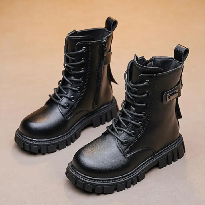 Patent Leather Kids Boots Winter Children Fashion Ankle Boots For Girls Boys Toddler Warm Snow