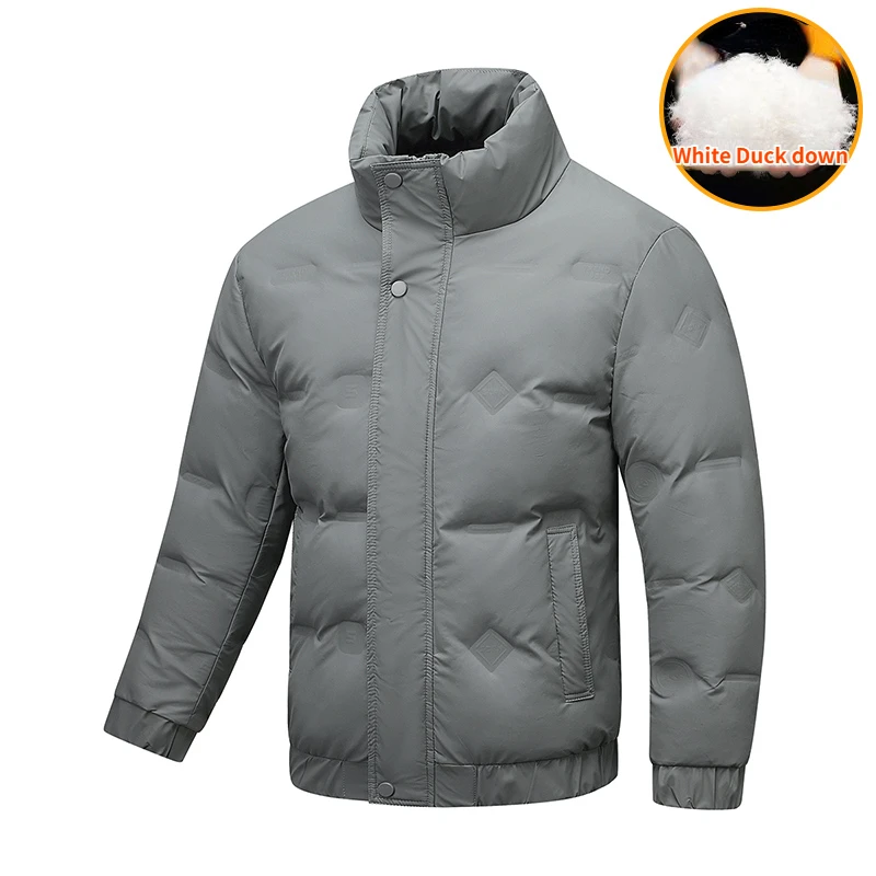 Winter Lightweight Down Jacket Men's Fashion Stand Collar Windproof White Duck Down Warm Coat Brand Clothing Men's Cold Jacket