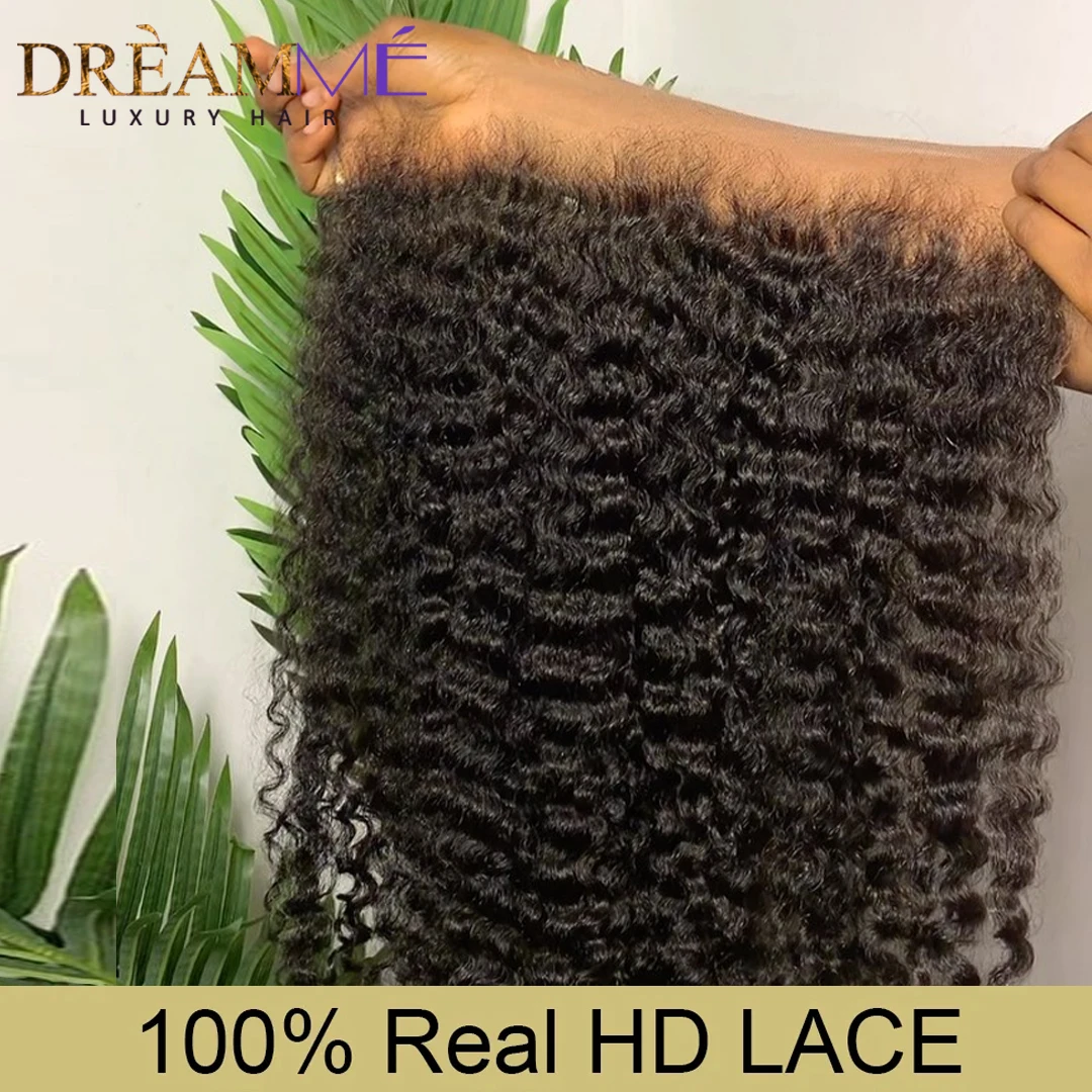 Kinky Curly 13x4 13x6 HD Lace Frontal Only Pre plucked Natural Hairline 5x5 6x6 7x7 Invisible HD Lace Closure Only Brazilian Human Hair Lace Closure