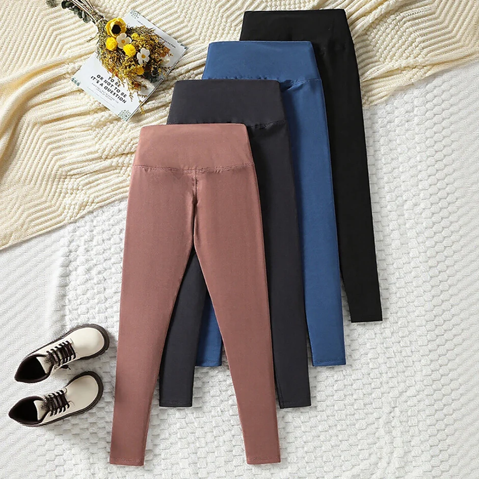 1/3/4-teiliges Set aus hoch taillierten Haifischhosen für Teenager und große Mädchen, ganzjährig einfarbig, lässige elastische Leggings, Yoga-Hose – Detail 4