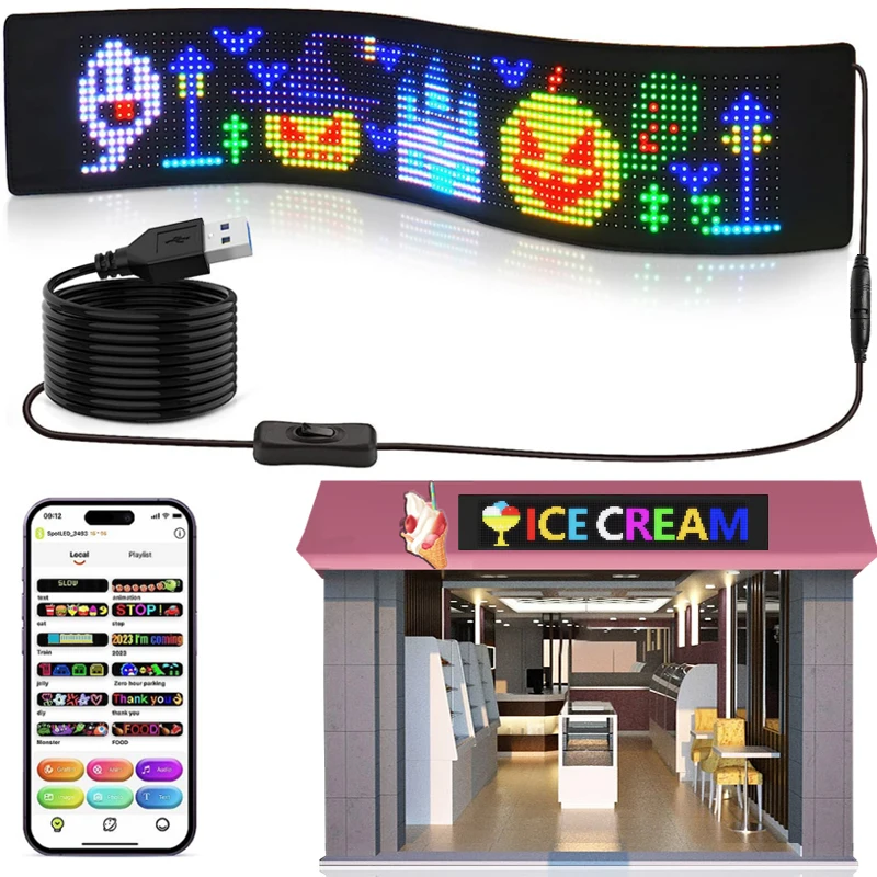 Car Rear Window Expression Light Flexible Advertising Screen Car Led Scrolling Caption Display USB Windshield Electronic Screen led message board,led display board,led advertising box