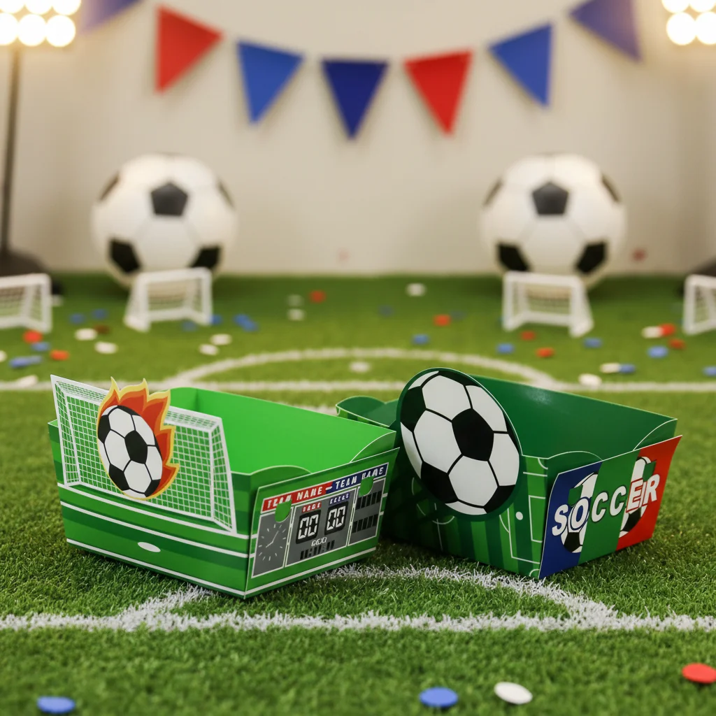 12/24 Stück Fußball-Party-Snackboxen, Sportthemen-Süßigkeiten-Keksboxen, Einweg-Papierboxen für Sportspiel-Dekorationen – Detail 3