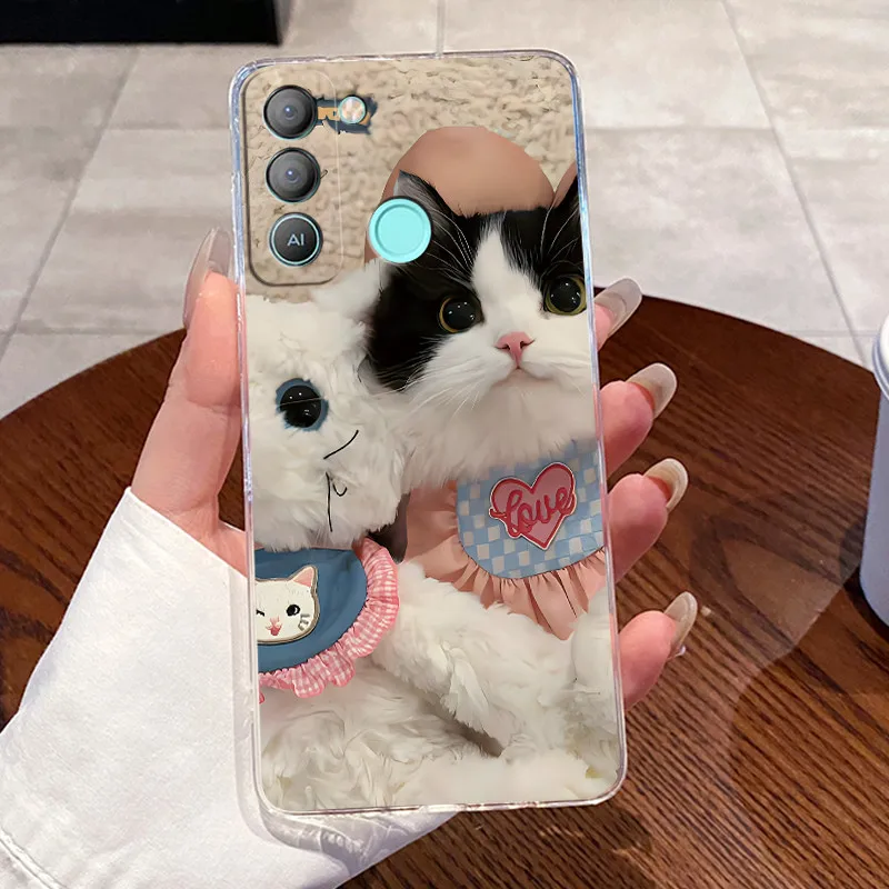 Aesthetic Cute Cat Cartoon Astronaut Transparent Silicone Phone Case
