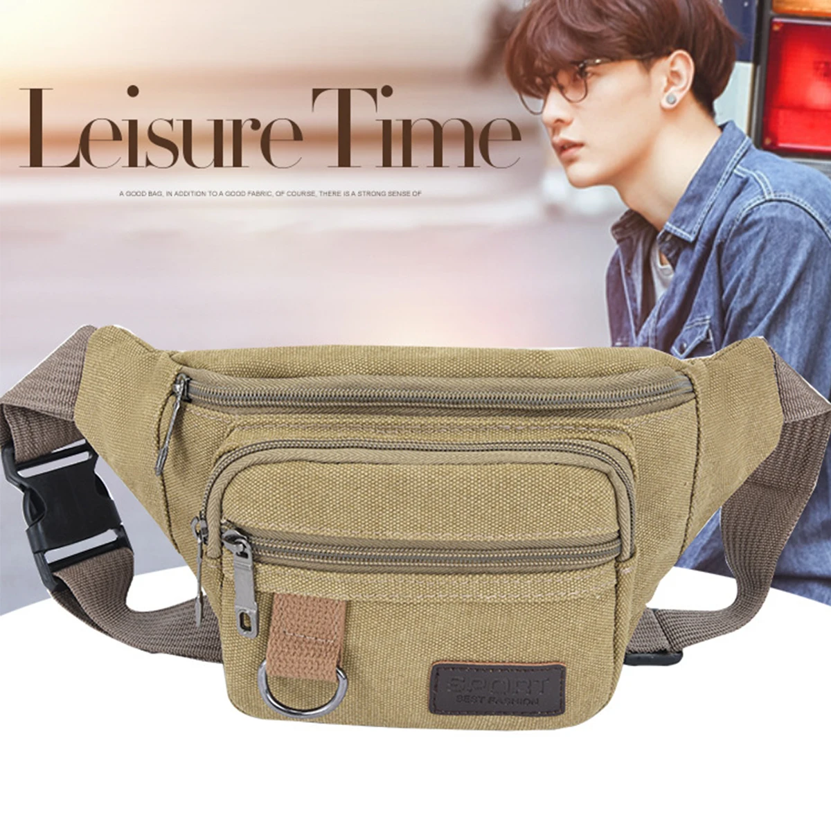 canvas waist bag front view