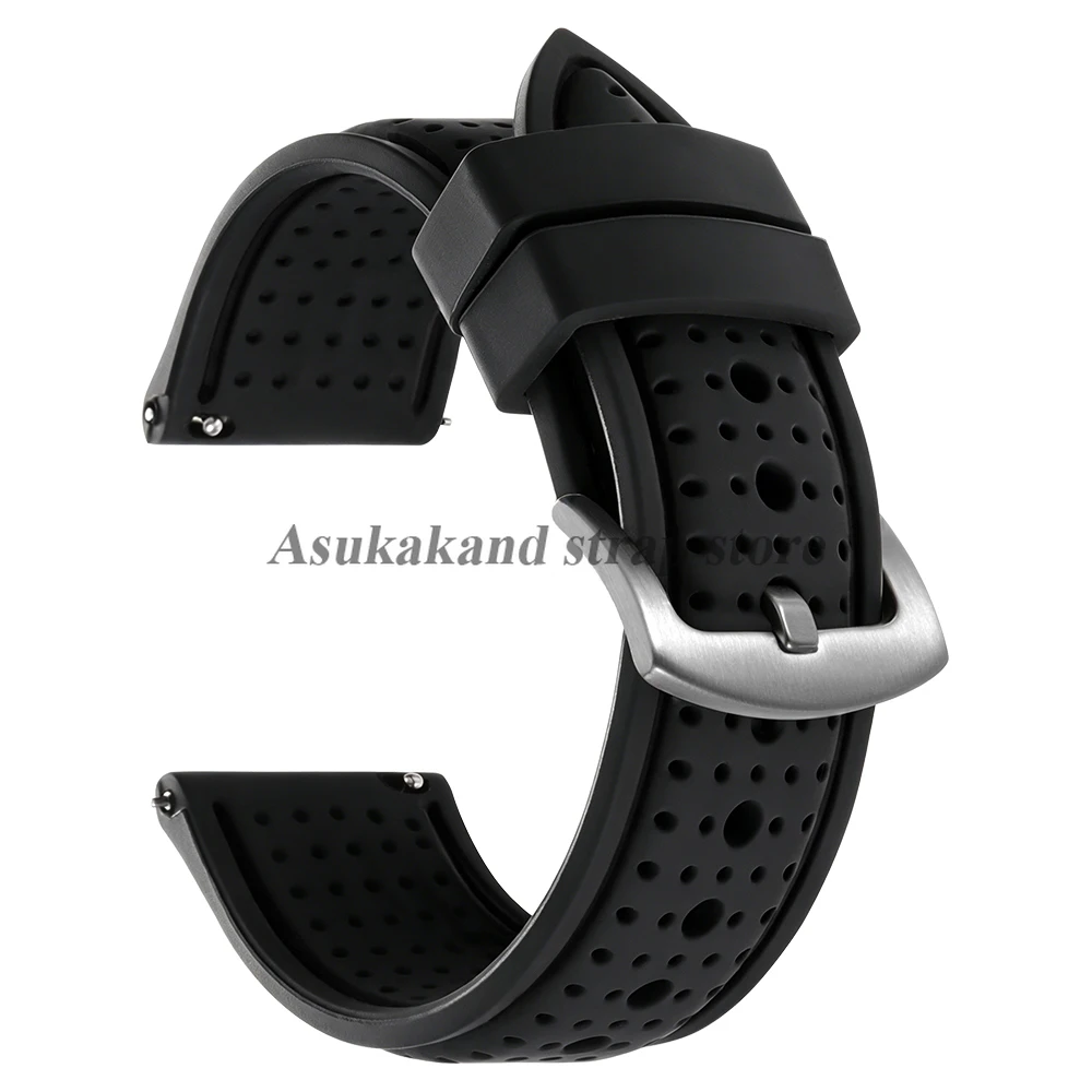 Enhanced Silicone Waterproof Watch Band - Soft, Breathable, Quick Release Wrist Strap