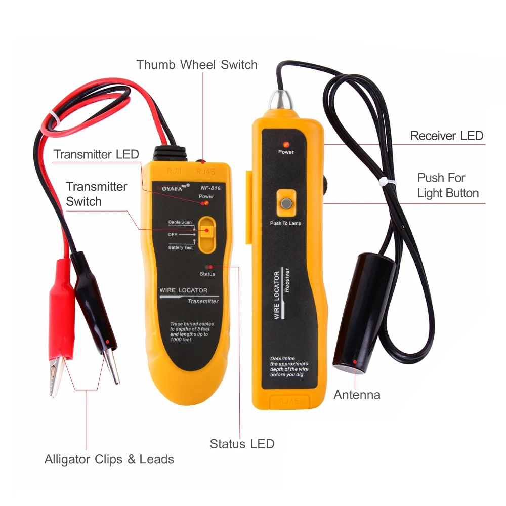 Noyafa NF-816 Underground Cable Tracker Anti-Interference Cable Tester Professional Cable Finder Network Tools 6