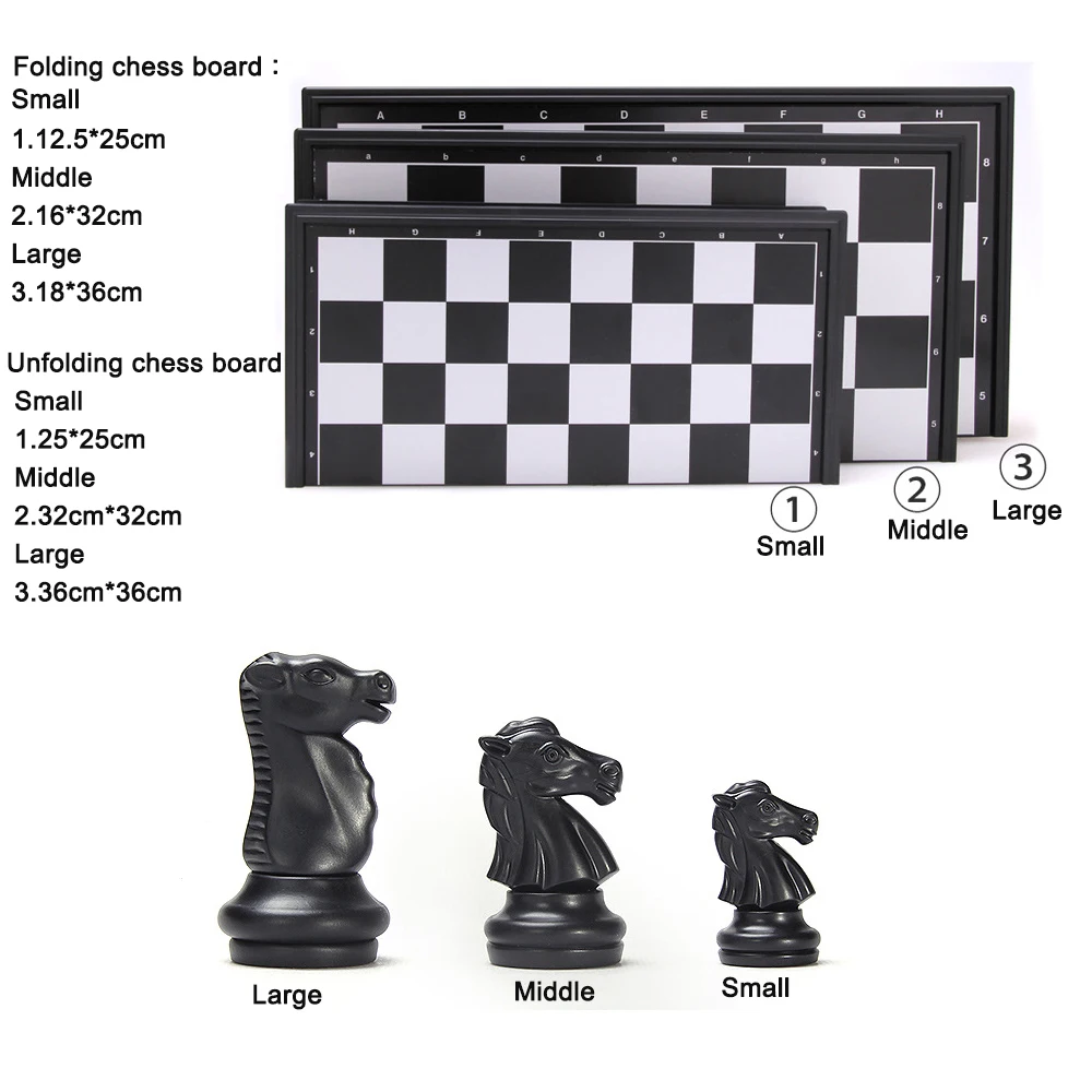 Magnetic Travel chess set 3×1 With folding chess board Educational