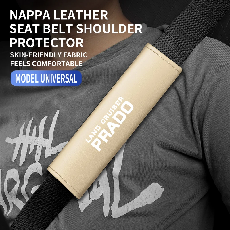 Seat Belt Covers Seat Belt Protector Safety Belt Shoulder Guard 1PC Leather Car Seat Belt Shoulder Protector Cover Safety Belt Padding Pad For Land Cruiser Prado 120 Fj150