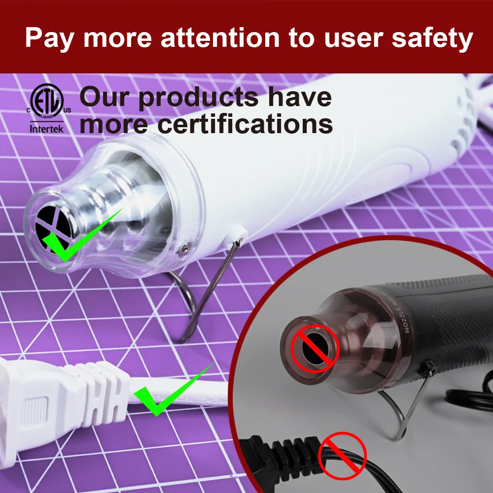 Mini Heat Gun, 300W Fast Heat Hot Air Gun with 6Ft Extra Thickened Cord and Overload Protection for DIY Craft Embossing
