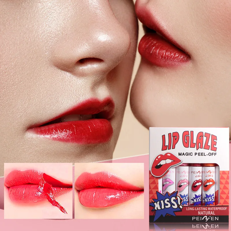 Amazing Tear Off Lip Gloss Liquid Red Lipstick Does Not Fade or  Long-lasting Waterproofcup Set Box Tear Off Lip Mask Cosmetic 5
