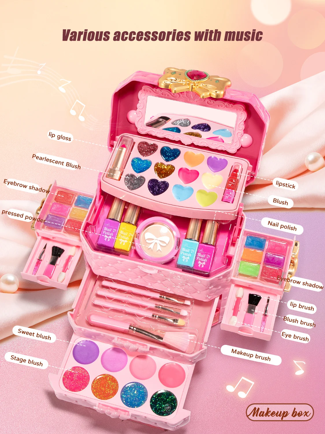 Makeup Toy Cosmetics Set Girls Makeup Kit Baby Cosmetics Bag Nail Polish Lipstick Non-toxic Games Pretend Play 6 Years Fashion Beauty Children Toy