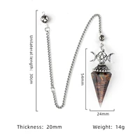 Three Phase Lunar Meditation Healing Natural Stone Tiger Eye Crystal Hexagonal Pyramid Spirit Pendulum Accessory Gift 2
