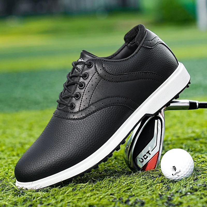 Men's All-Weather Grip Lightweight Golf Shoes-Breathable Synthetic And Rubber Sole, Suitable For Lawn Courses