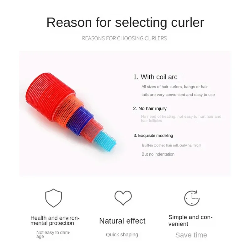 6pcs Self-Grip Hair Rollers Heatless Curler No Heat Bangs Volume Self-adhesive Hook&Loop DIY Hair Curler Styling Tools hair styling tool hair curling tools