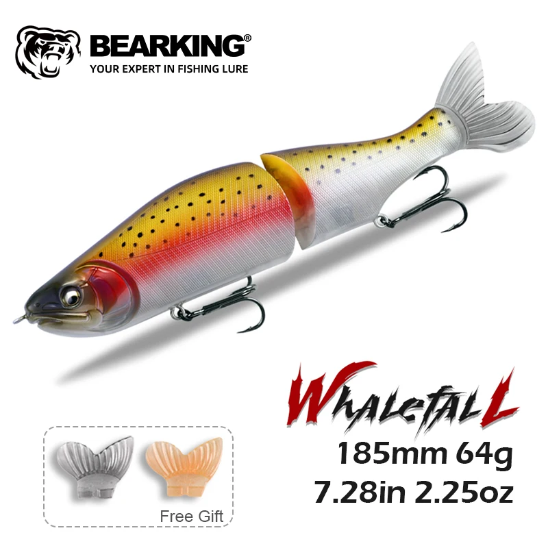 BEARKING Top-Angelköder 185mm 64g 2,25oz Gelenkiger Minnow-Wobbler ABS-Körper mit Weichem Schwanz SwimBaits Weichköder für Hecht und Barsch