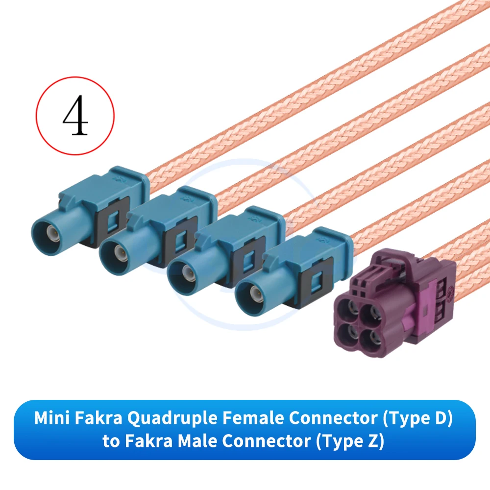 Rosen Mini FAKRA 4-in-1 Typ D Lila zu SMA/FAKRA RG316D Braun Versilbertes Kabel FAKRA zu SMA Kabel (1 Stück) – Detail 6