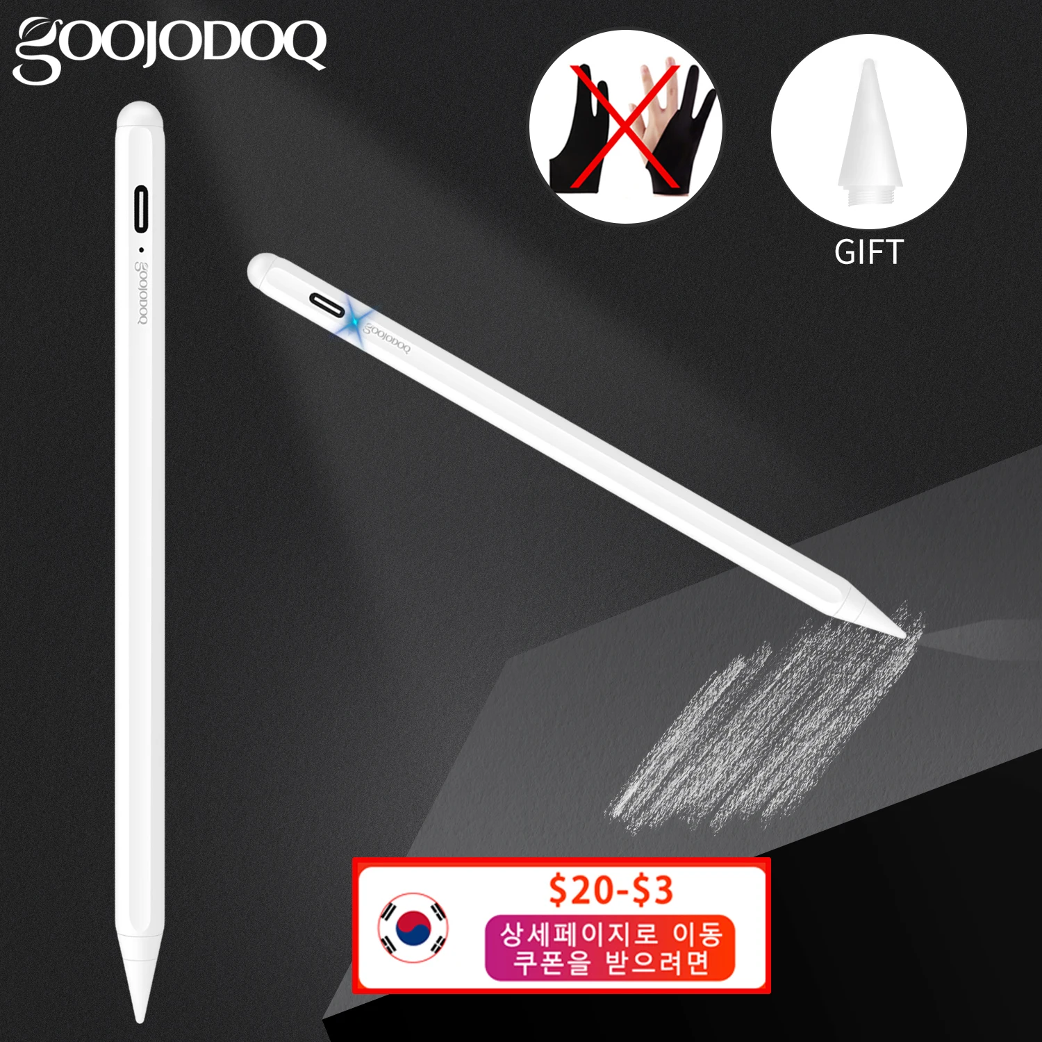 for Ipad Pencil Pen Stylus for Ipad 9.7 Pro 11 12.9 Air 3 10.5 10.2 Mini 5 Touch Pen for Pencil 2 1,White