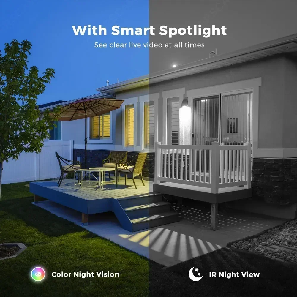 5MP WIFI 태양광 감시 카메라 HD 인체 감지 풀컬러 야간 투시 양방향 오디오 키트 4.39인치 LCD 모니터 ESeecloud