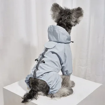 Water Resistant Clothes For Dogs Pet Coat Adjustable Reflective Dog Rain Jacket With Hoodie Lightweight Dog Rain Coat Mascotas 2