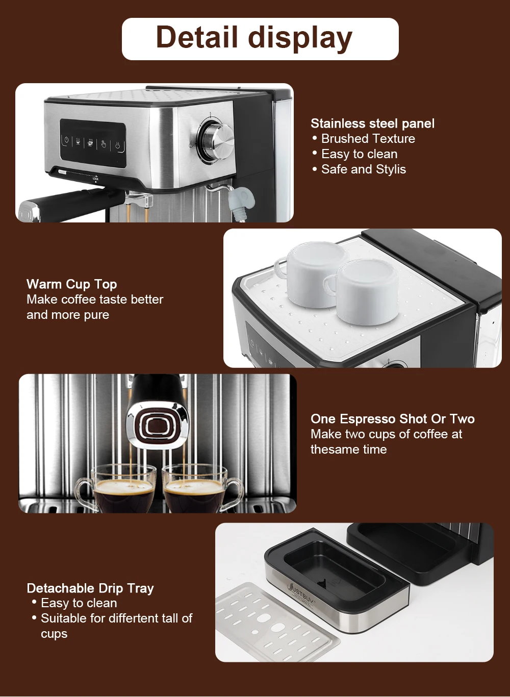 Milk Frother Coffee Maker Espresso Maker Korea Model Stainless Steel Espresso Coffee Machine Semi-Automatic Pump
