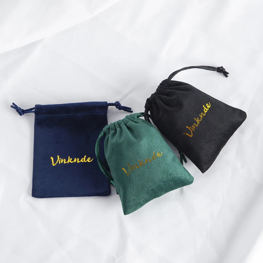 Velvet Package Pouches Black Drawstring Travel Jewelry Bracelets Necklace Organizer Bags Custom Logo Wedding Party Favors Bag