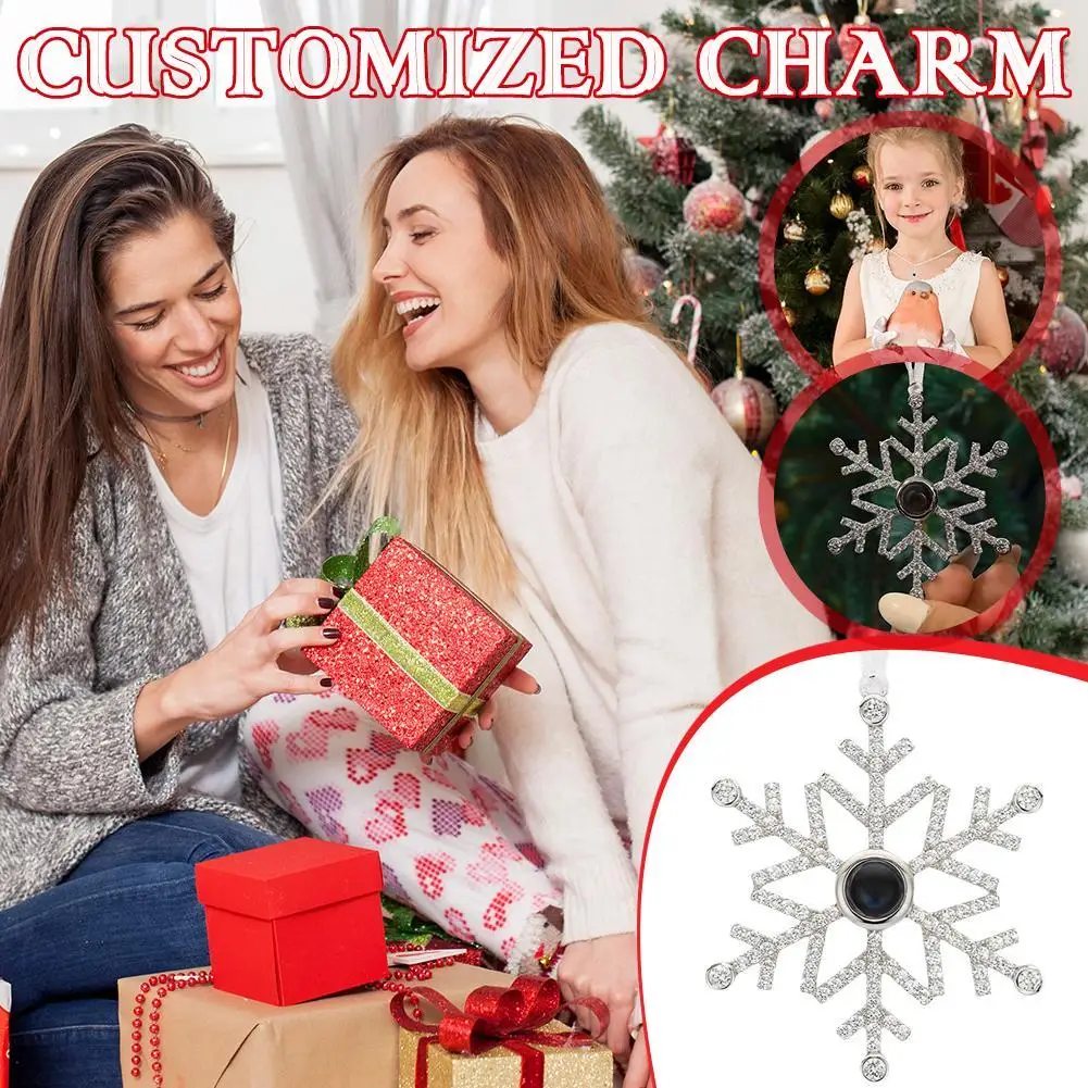 Photo Ornament for Christmas Tree Personalized Hanging Snowflake Projection Pendant Home Decor for Party Memorial Gifts