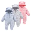 OLEKID 2025 Autumn Winter Newborn Baby overalls Flannel Hooded Kids Baby Girl Rompers 0-1 Years Toddler Boy Jumpsuit Outfits