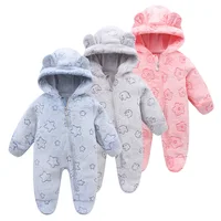 OLEKID 2025 Autumn Winter Newborn Baby overalls Flannel Hooded Kids Baby Girl Rompers 0-1 Years Toddler Boy Jumpsuit Outfits 1