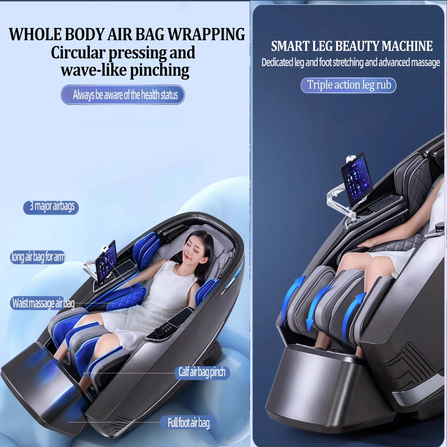 3 Year Warranty 4D Full-body Zero Gravity Heat Massager Chair SL-Track 7 inch Screen Controller Home 3D Top-luxury Massage Sofa 3