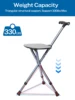 Lefeke Folding Canes with Seat Walking Stick Height Adjustment Cane Seat Foldable Anti-Slip Lightweight Walking Stick for Senior 4