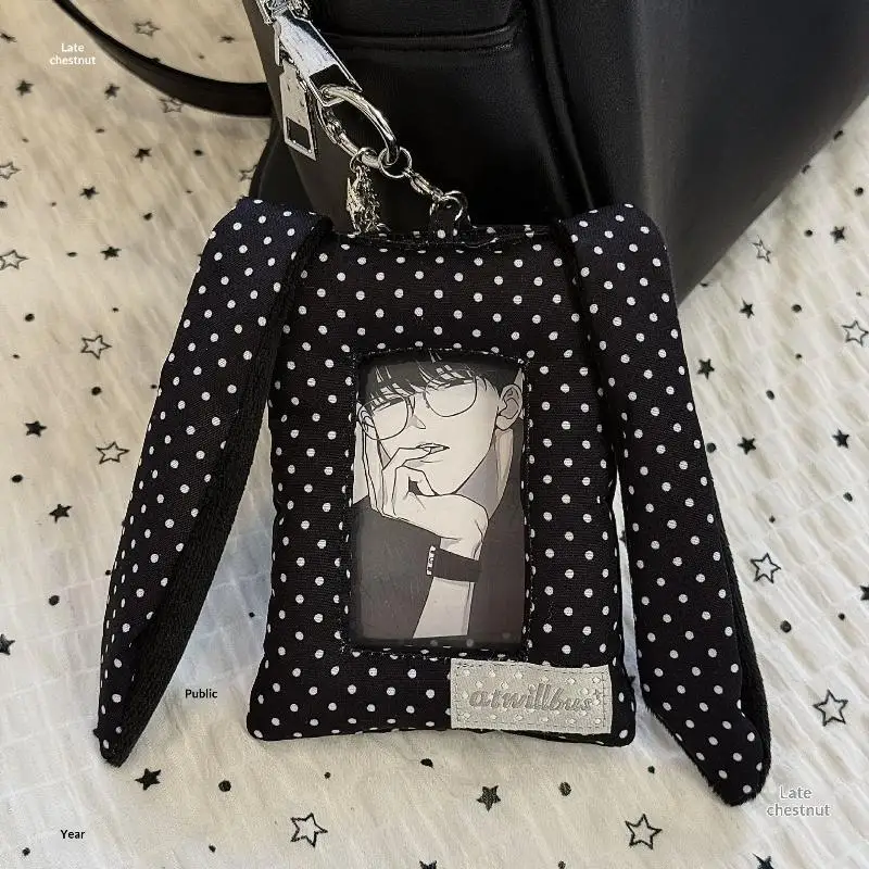 Y2K Polka Dot Hasenohren Kartenhalter 3-Zoll Kpop Fotokartenhalter Geschenk Koreanischer Stil Taschenanhänger – Detail 1