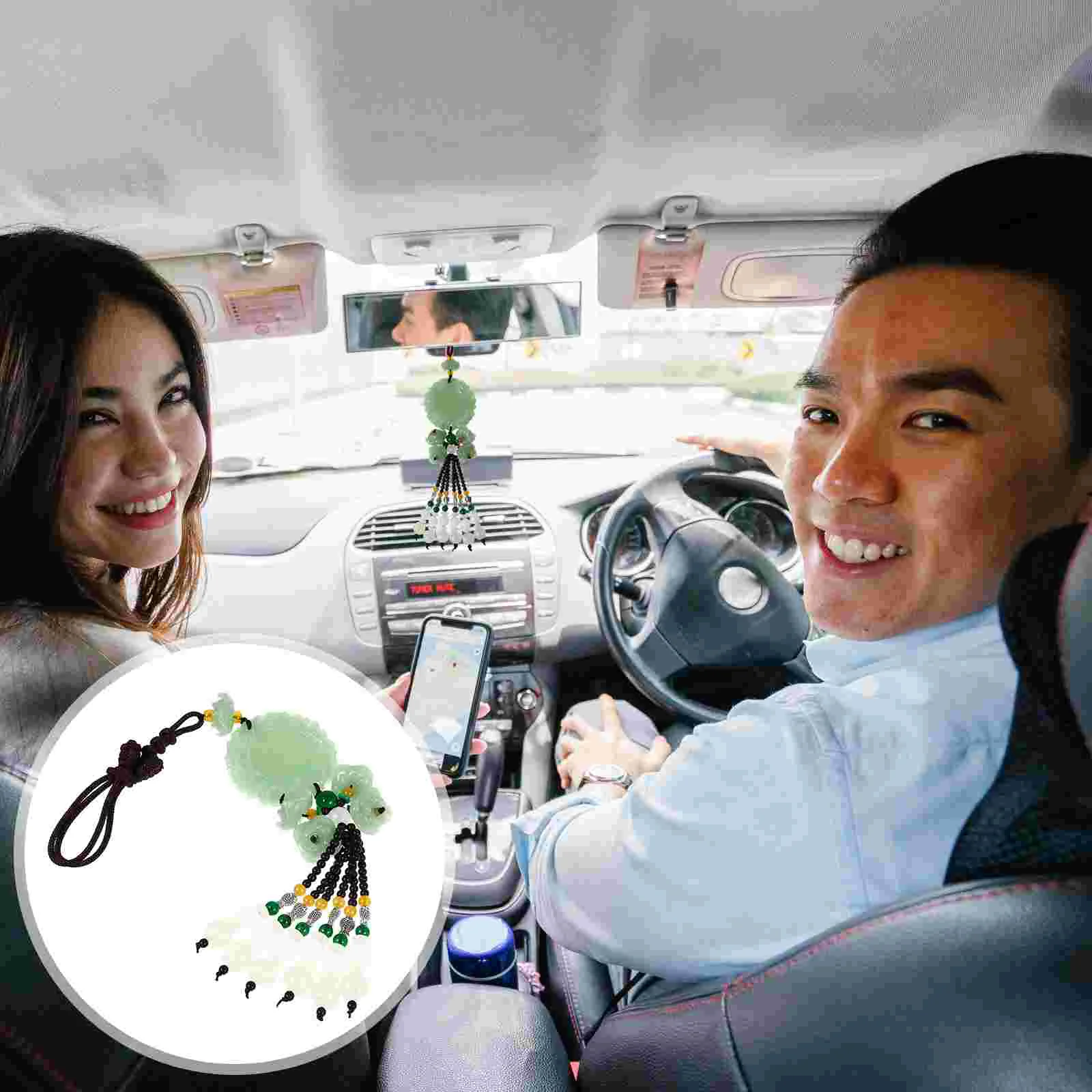 

Car Crystal Hanging Accessories Pendant Bag Jade Rearview Mirror Decorate Ornament
