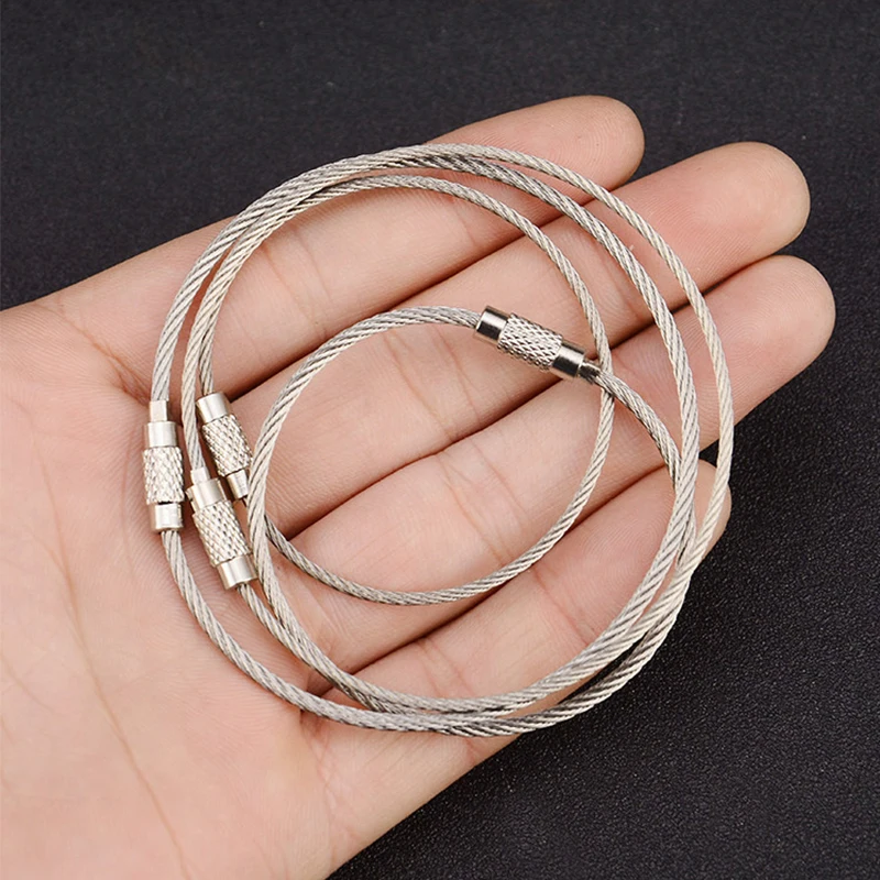 10 قطعة سلك حبل مفتاح سلسلة أسلاك الفولاذ المقاوم للصدأ المفاتيح حلقة تسلق كابل حلقة رئيسية المشي لمسافات طويلة في الهواء الطلق