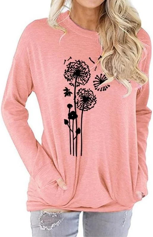 

Одуванчик Женский Повседневный Свободный Топ с длинным рукавом удобный Свитшот пуловер футболки блузки 04