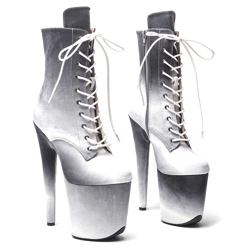 Leecabe 20CM/8inches Suede Color gradient  Pole dancing shoes High Heel platform Boots  Pole Dance boots