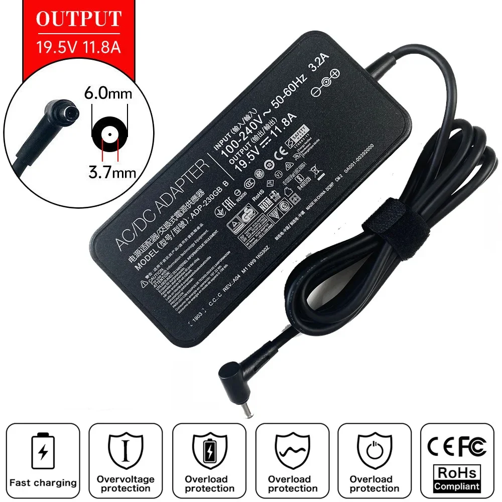 

19.5V 11.8A Laptop AC Adapter Charger for Asus ROG Zephyrus SGX531GX AZ044T GX501GI GX531GX GX531GW GA401II GA401IH GX531G