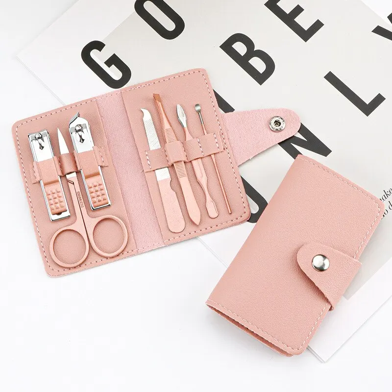 Deluxe 7-Piece Manicure & Pedicure Kit with Vibrant PU Leather Case