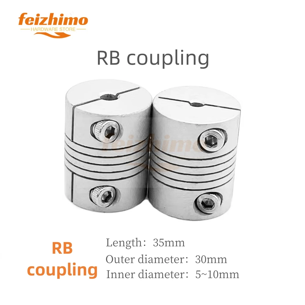 

FeiMo RB Aluminum Composite Wound Wire Elastic Motor Screw Coupling RB Motor Threaded Coupling, Outer Diameter 30mm, Length 35mm