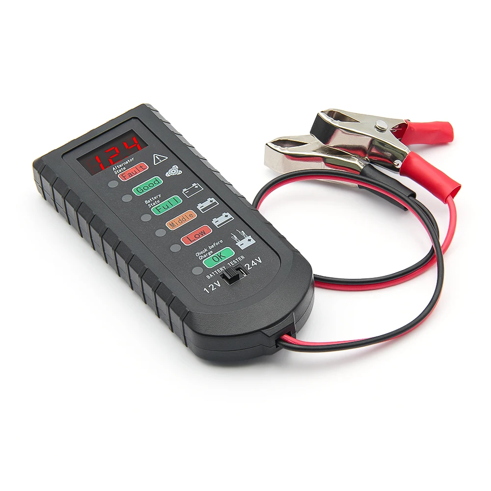 12V 24V Car Battery Tester Alternator Tester LED Display Automotive Battery Checker Analyzer Auto Repair Multifunctional
