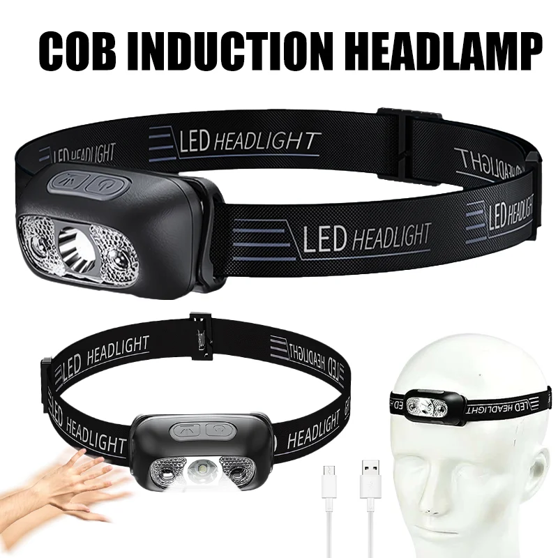 

Mini Rechargeable Sensor Headlamp LED Headlight Torch Waterproof Work Light Outdoor Camping Search Light Fishing Head Light