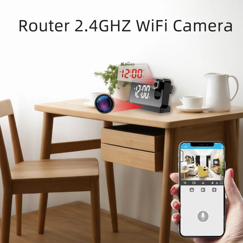4K HD mini clock camera, supports motion detection alarm, WIFI connection, APP remote viewing, and home security 2
