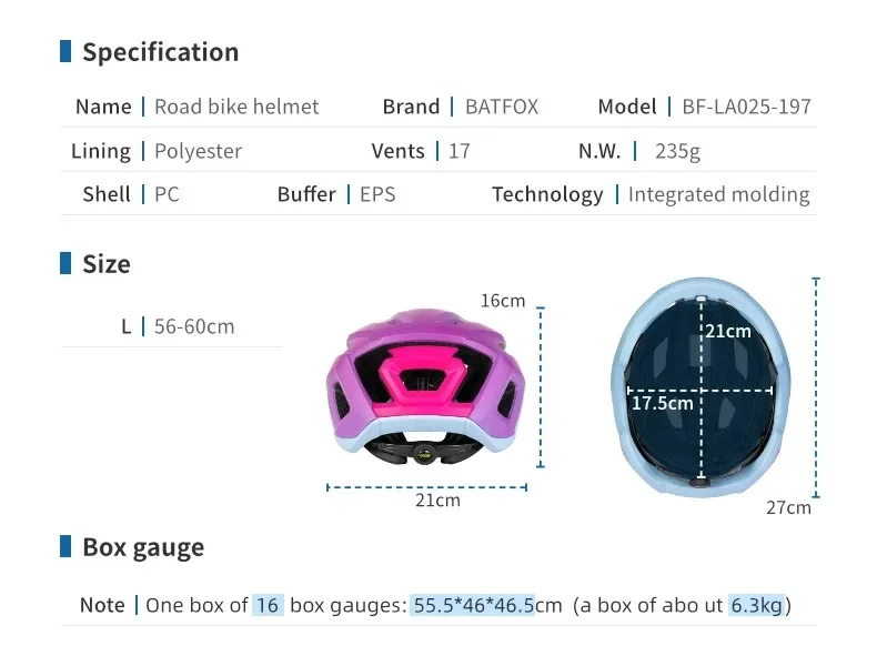 Description Picture 3 of itemBATFOX Road Cycling Helmet style Sports Ultralight Aero Safely Cap Capacete Ciclismo Bicycle Mountain Men women MTB Bike Helmet